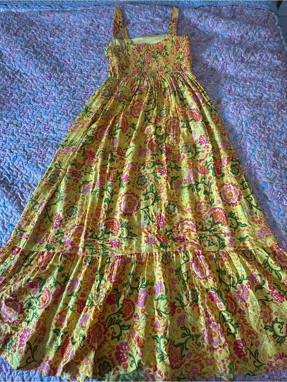 Band Of The Free Floral Maxi Dress with Square Neck XS Yellow - Picture 7 of 10